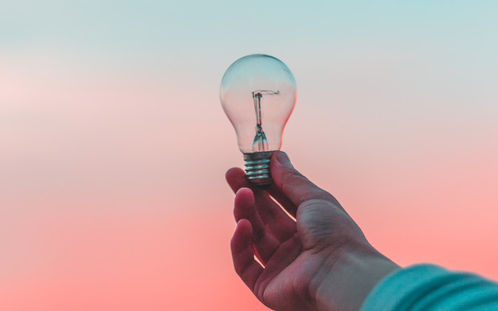 Light bulb at sunset